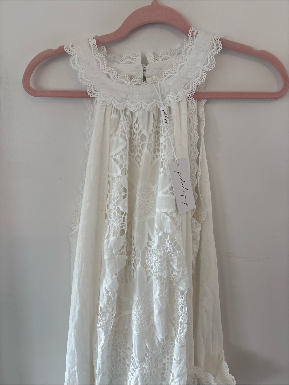NWT Petal & Pup White L Floral Lace Halter Maxi Dress - Picture 9 of 9